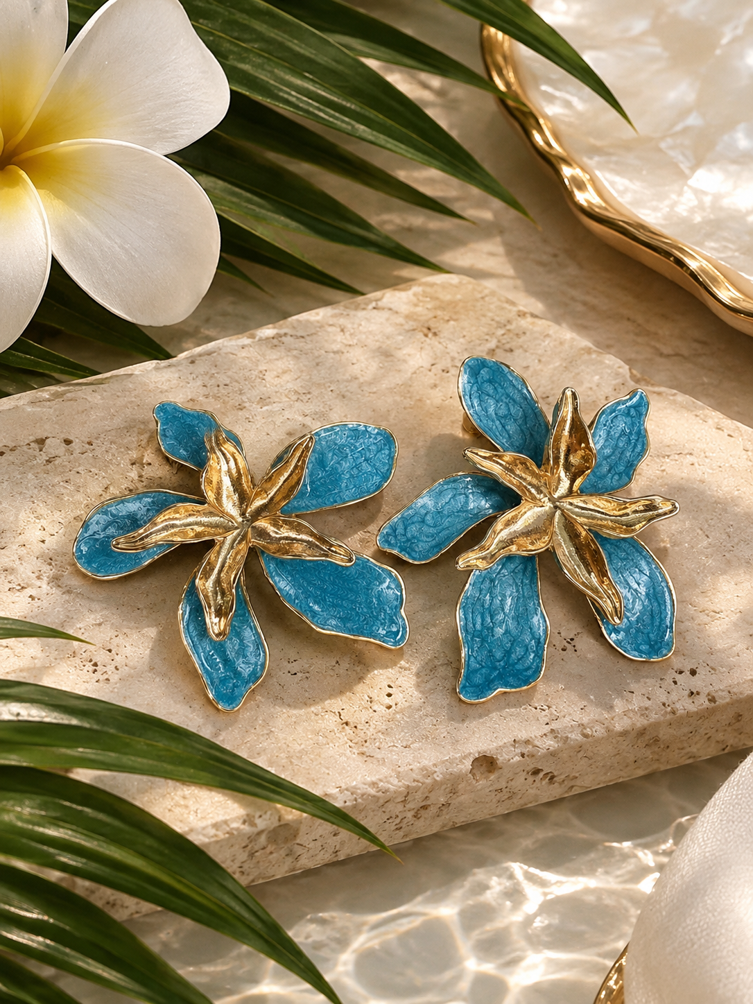 Blue flower earrings